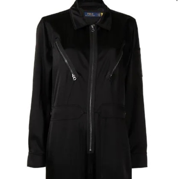 Polo by Ralph Lauren Women’s black satin flight suit. Size 14 - Picture 2 of 7
